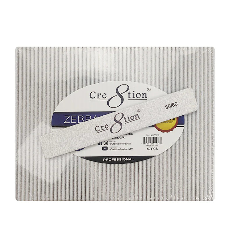 Cre8tion - Jumbo Nail File 50pcs (White/ Zebra)
