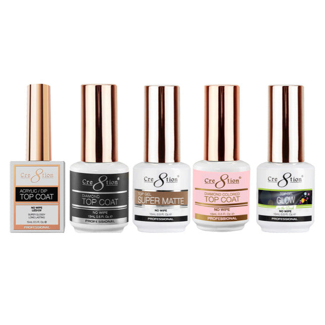 Cre8tion - All Gel Tops: Dip, Diamond, Matte, Color, Glow (15ml)