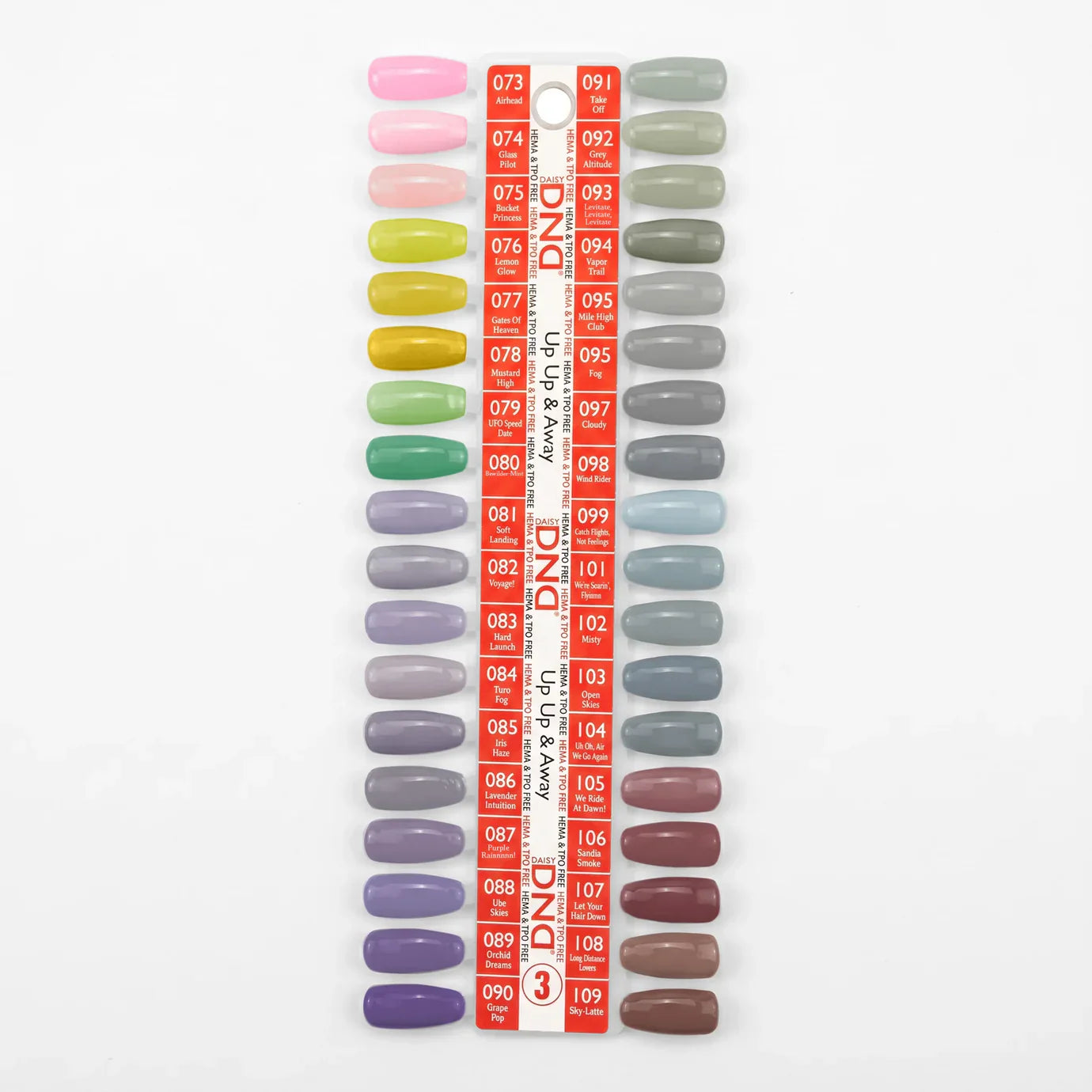 DND HEMA & TPO Free - Swatch #03 - Up Up & Away - 36 Duo Matching Colors (#073 - #109) + Free Sample