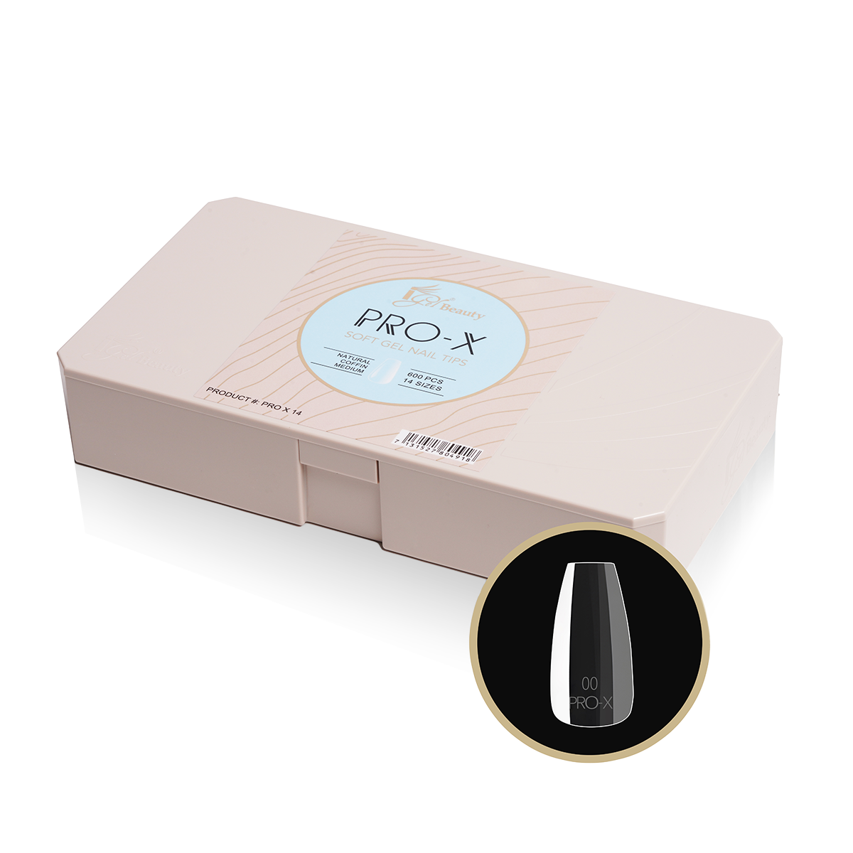 iGel PRO-X Soft Gel Nail Tips 14 - Natural Coffin Medium (600 pcs)