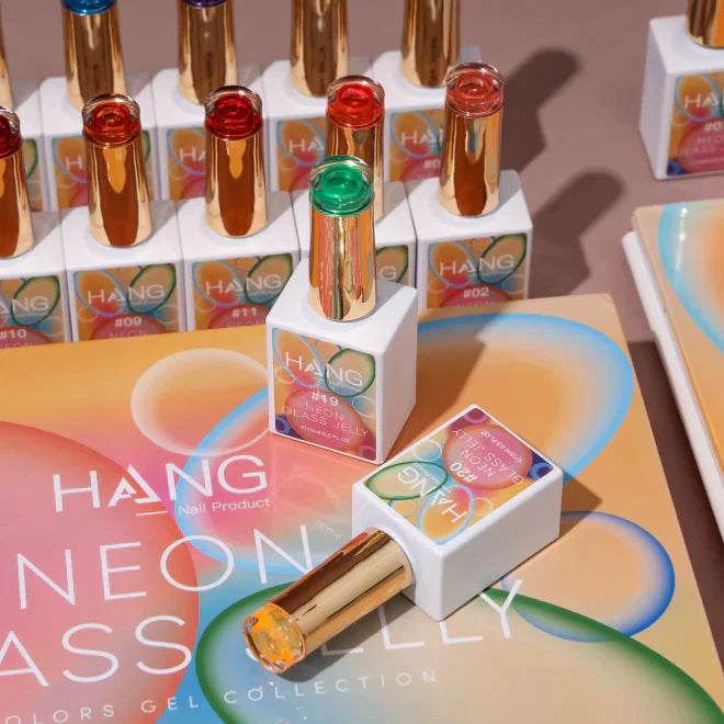 HANG Neon Glass Jelly Gel – 24 Color Set (#001 - 024) + Free Color Chart