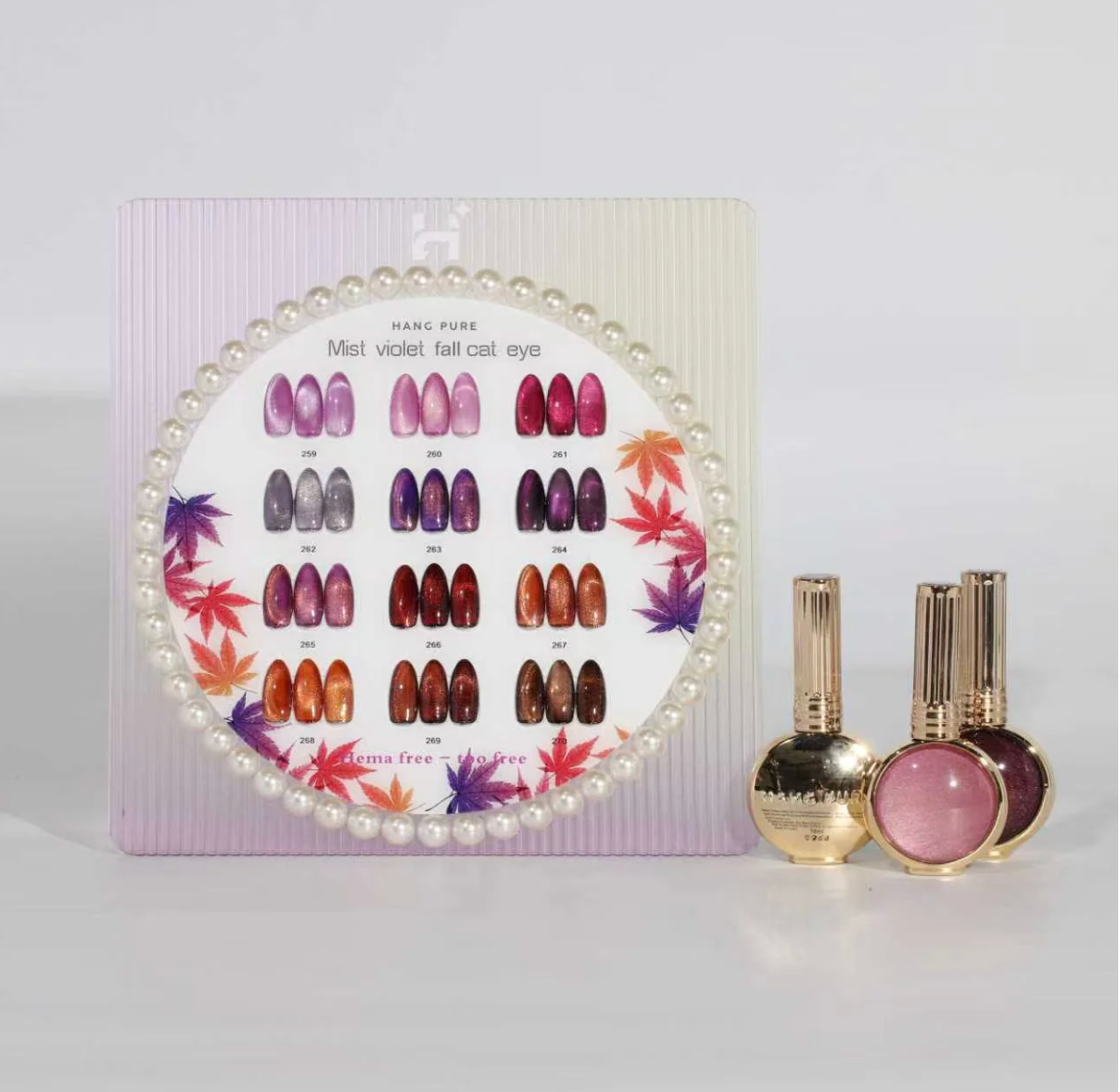 HANG Mist Violet Fall Cat Eye Gel Polish – HEMA & TPO Free 12 Color Set (#259 - 270) + Free Display & Magnet