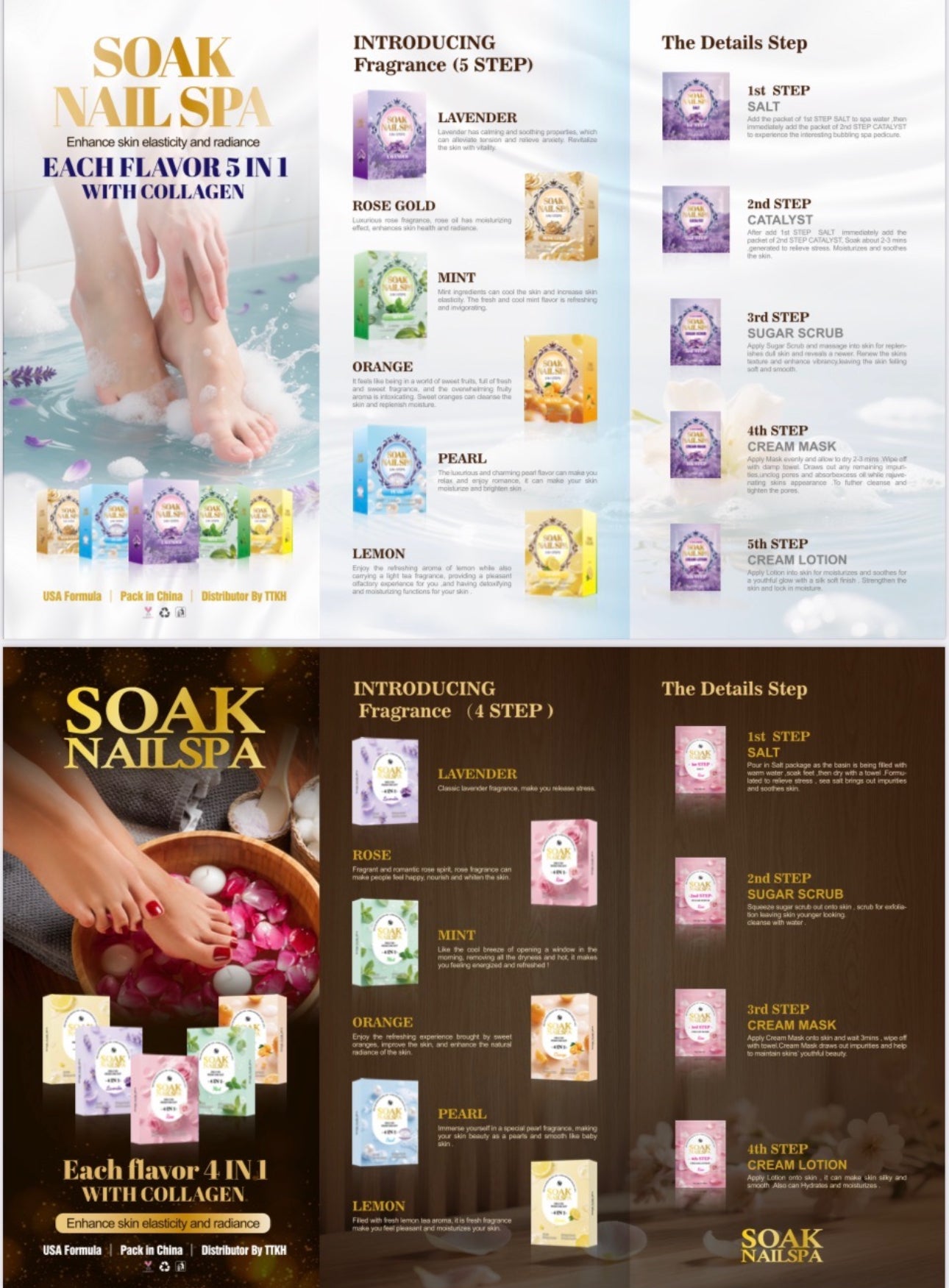 Soak Nail Spa Deluxe Pedicure Kit 5in1 (36pcs/case)