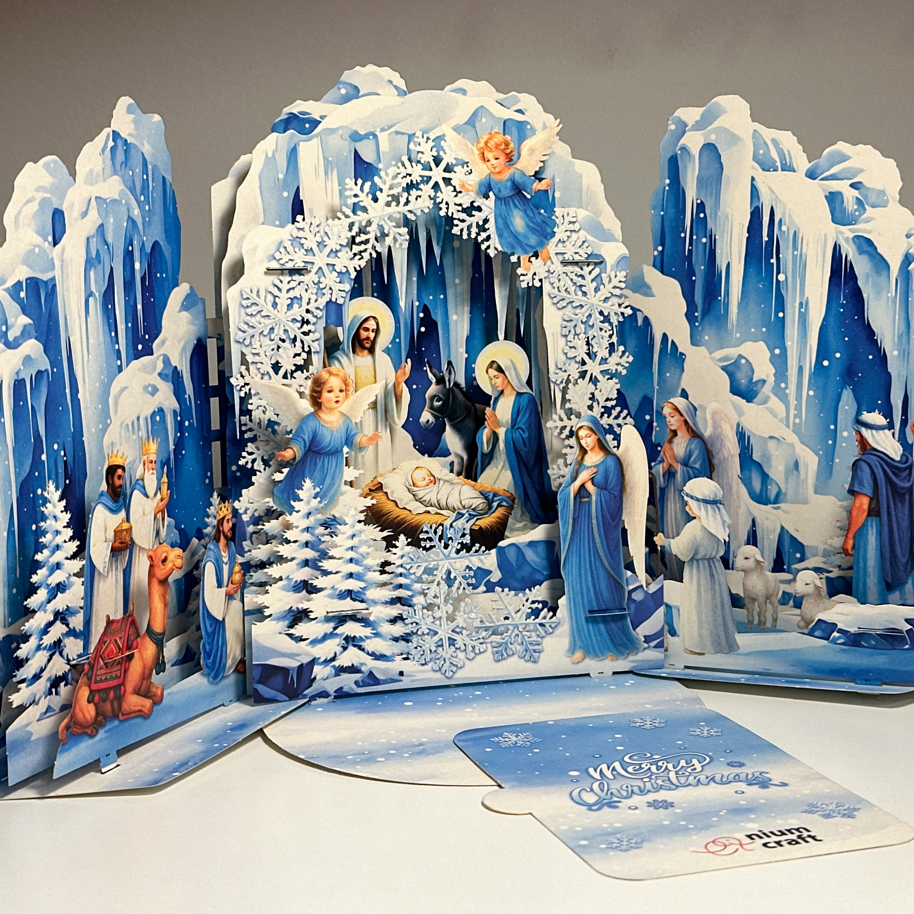 Pop Up Greeting Card Merry Christmas Tri Fold Amazing Religious Christmas Nativity Scene Christmas Decoration Gift Jesus Christ Birth