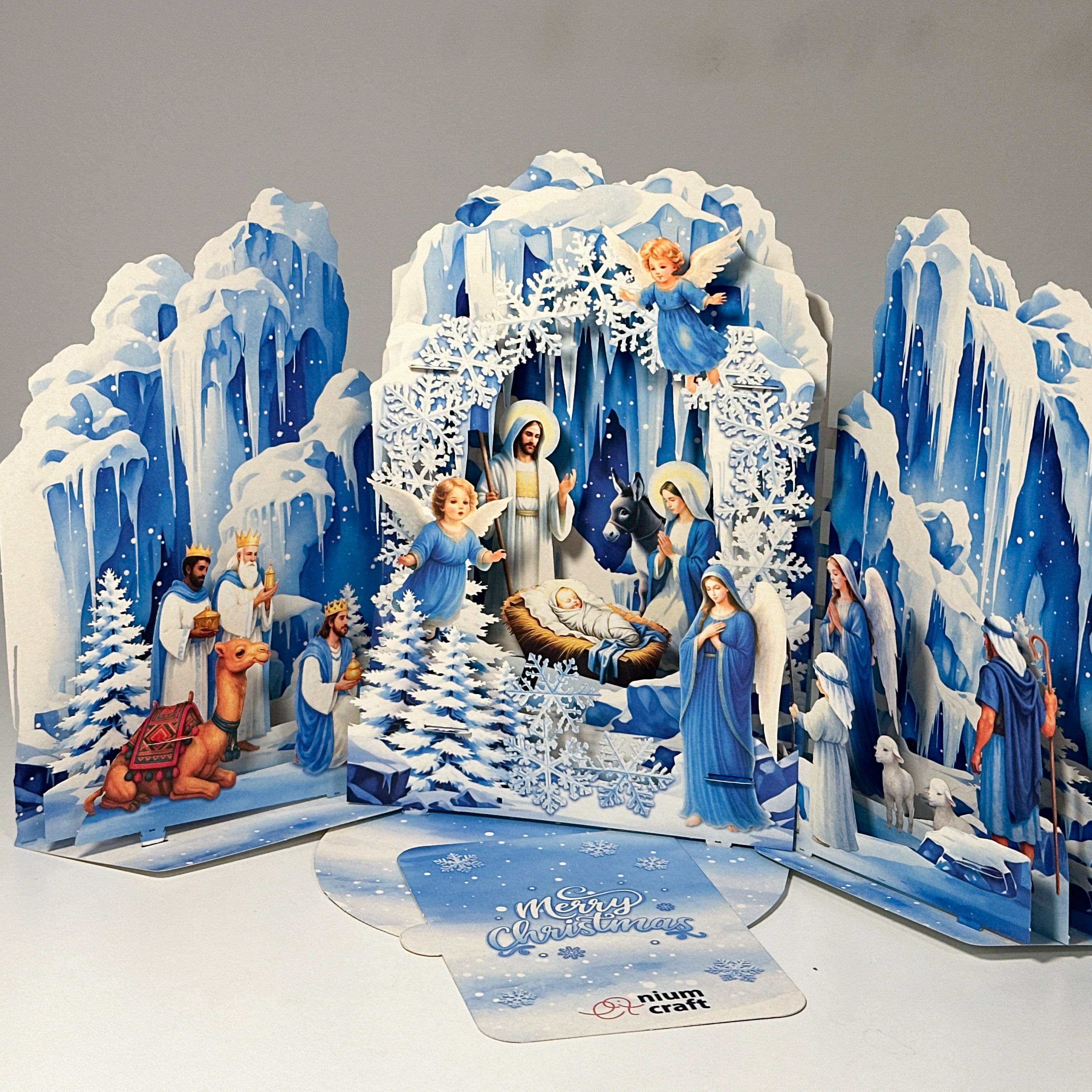 Pop Up Greeting Card Merry Christmas Tri Fold Amazing Religious Christmas Nativity Scene Christmas Decoration Gift Jesus Christ Birth