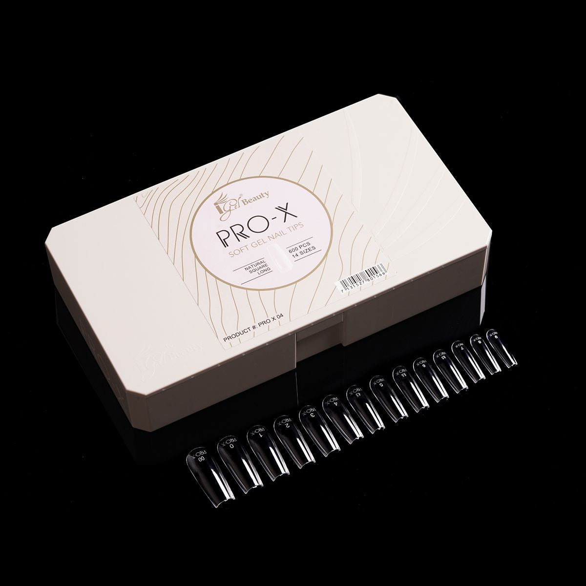 iGel PRO-X Soft Gel Nail Tips 04 - Natural Square Long (600 pcs)