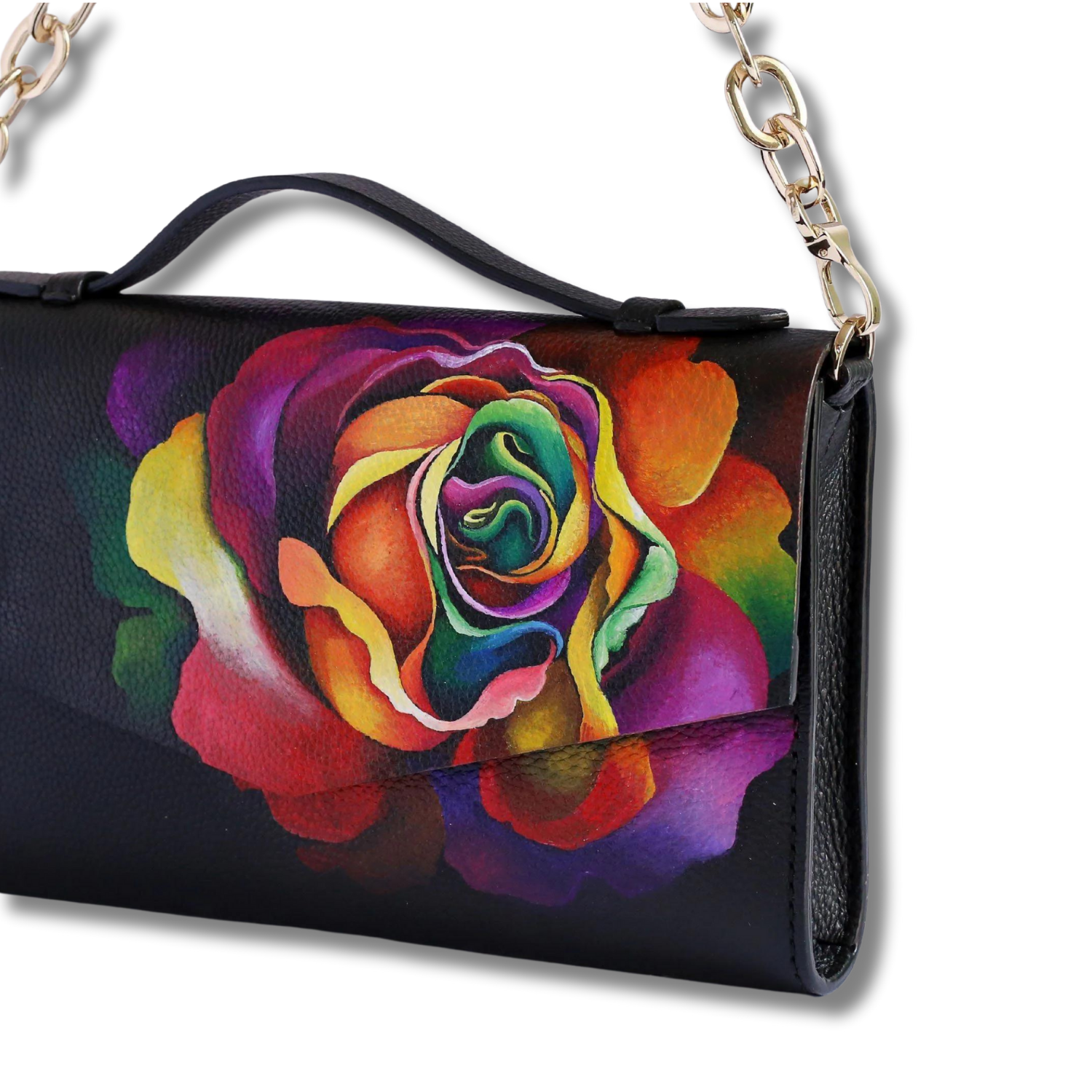 Rose Elegant Clutch Hand Bag Magnetic Closure