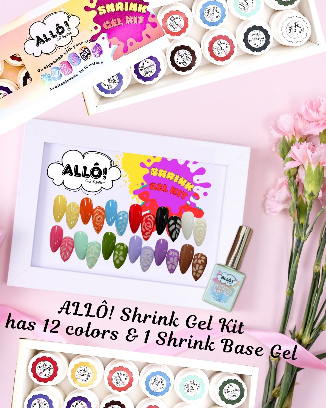 ALLÔ Shrink Gel Art Design - Available in 12 colors (Free 1 Base + Frame Display)