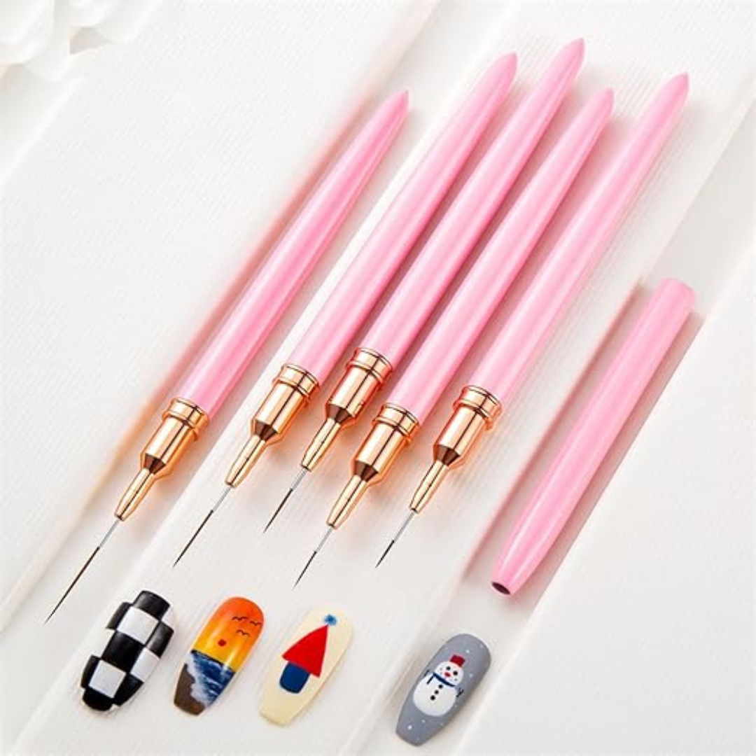 Nail Art Brush For Thin Details (Set 5pcs)