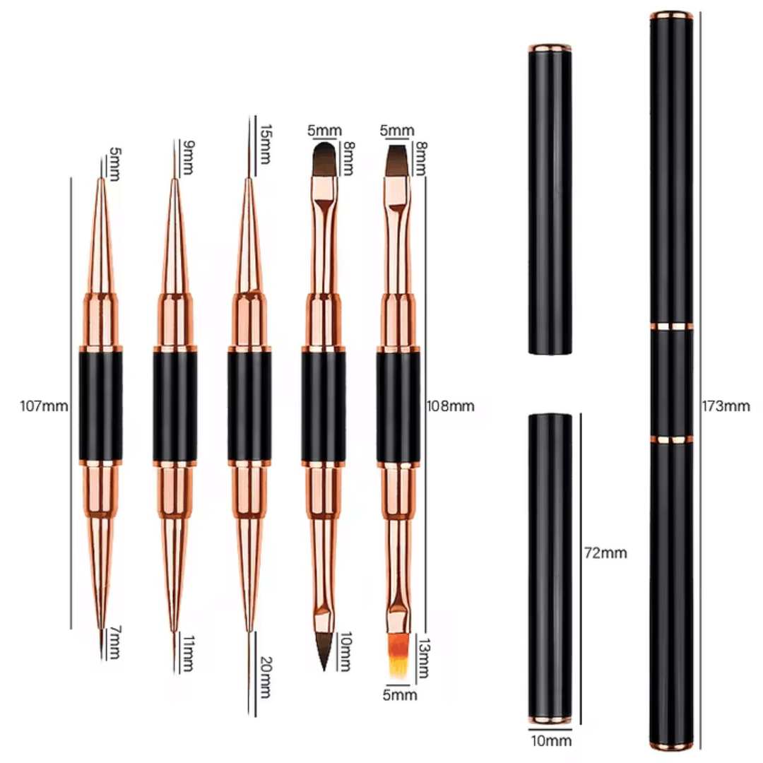 Nail Art Dual End Brush (Set 5pcs)