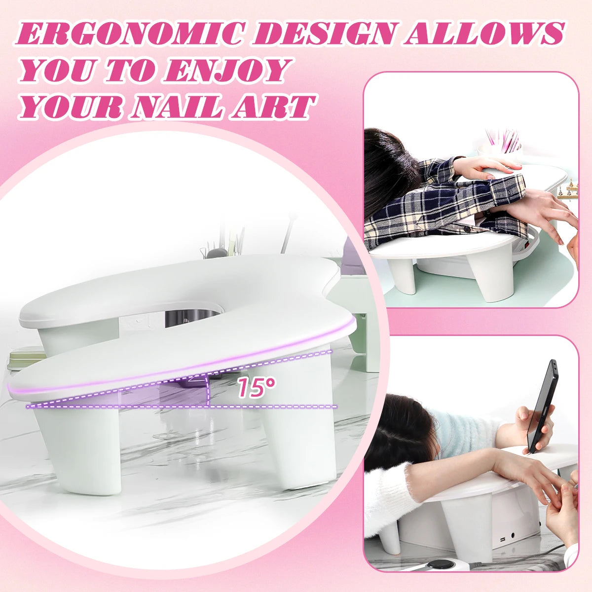 Two Hands Nail Art Hand Pillow Portable Removable Stand Tilt Design Manicure Stand Hand Pillow PU Material Hand Pillow Cushion