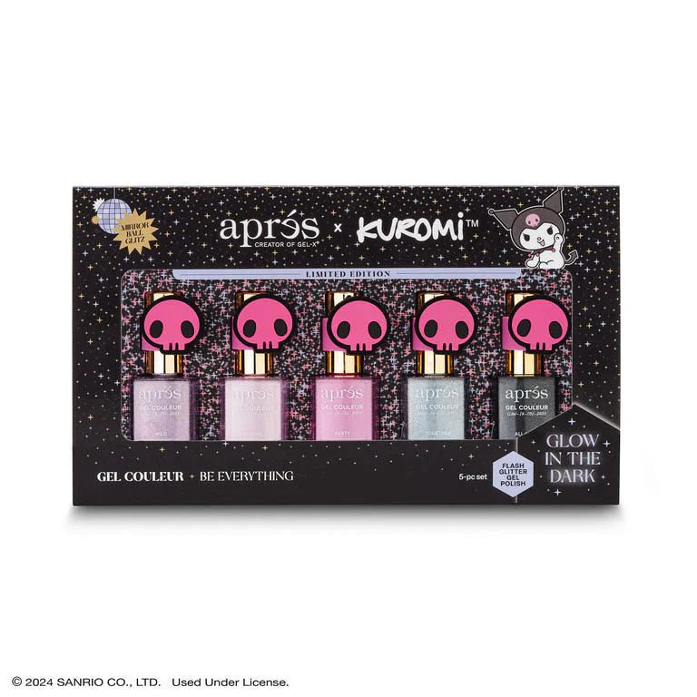 Apres x Kuromi Naughty and Nice - Flash Glitter - Gel Couleur 10ml (Set of 5) Buy 1 Get 1 Set Hello Kitty Gel Couleur