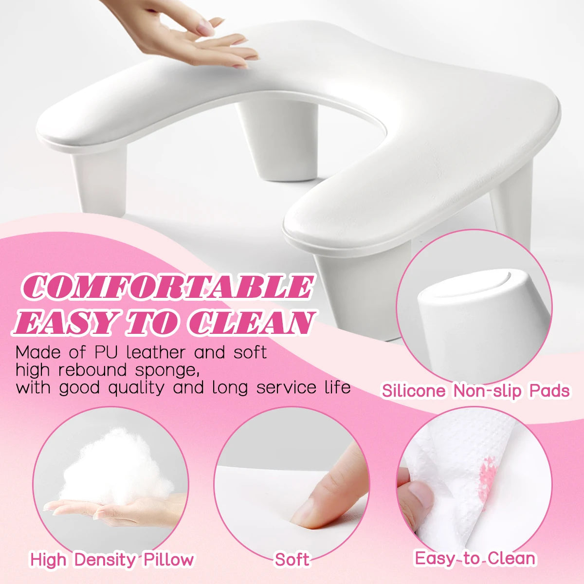 Two Hands Nail Art Hand Pillow Portable Removable Stand Tilt Design Manicure Stand Hand Pillow PU Material Hand Pillow Cushion