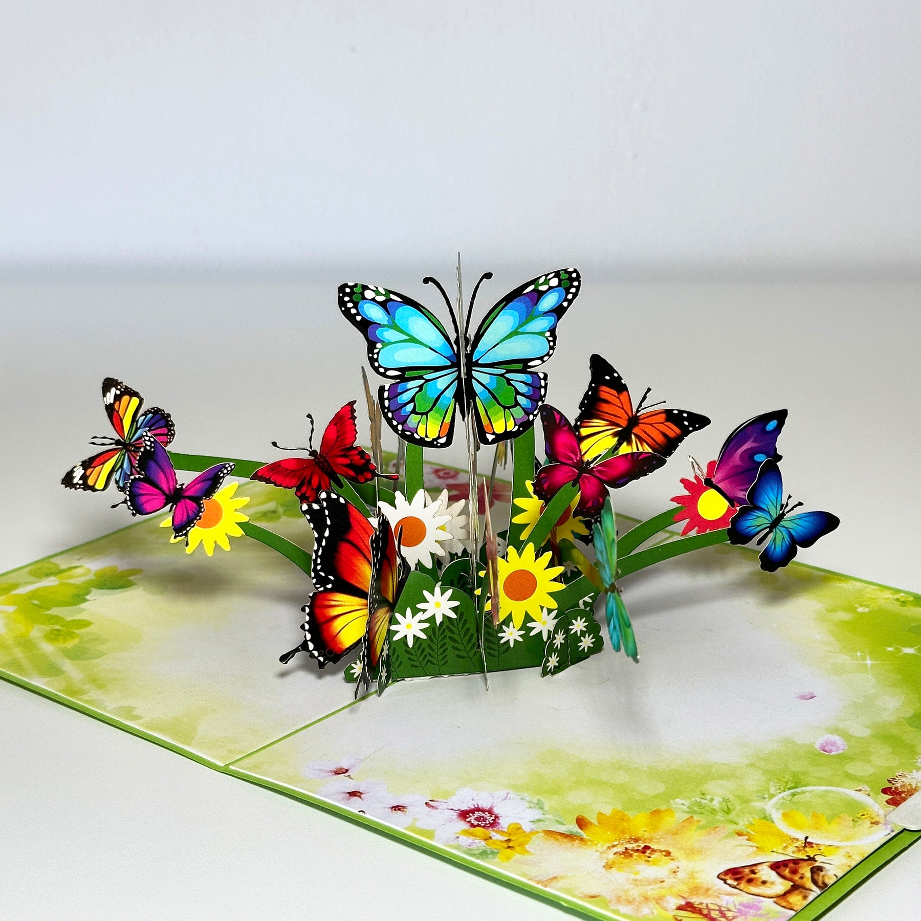 Pop Up Greeting Card Flower Garden Butterfly Card Pop-Up Card Blossoming Card Colorful Card Spring Card Flowers Card Nature Gift Lover
