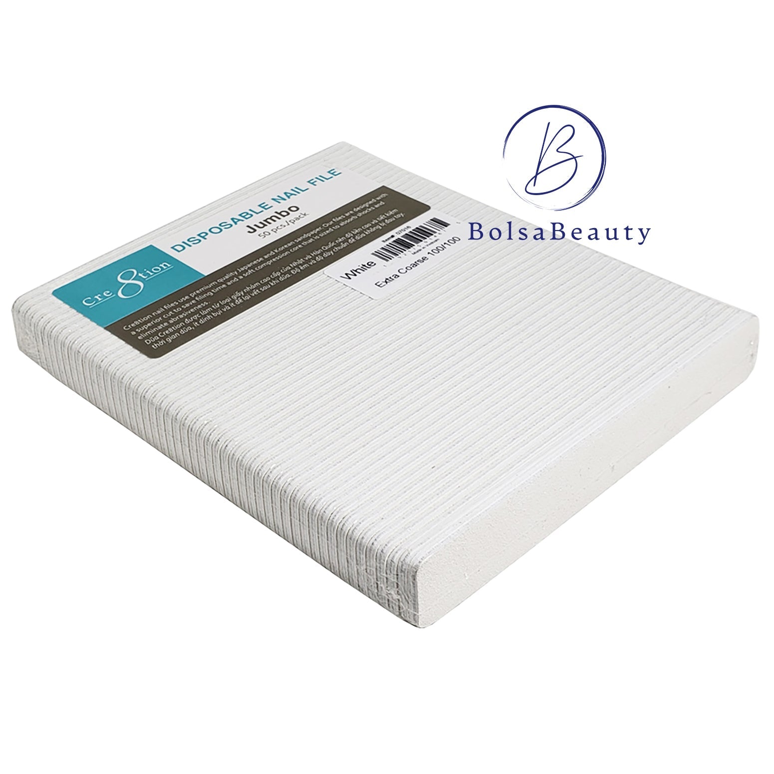 Cre8tion - Jumbo Nail File 50pcs (White/ Zebra)