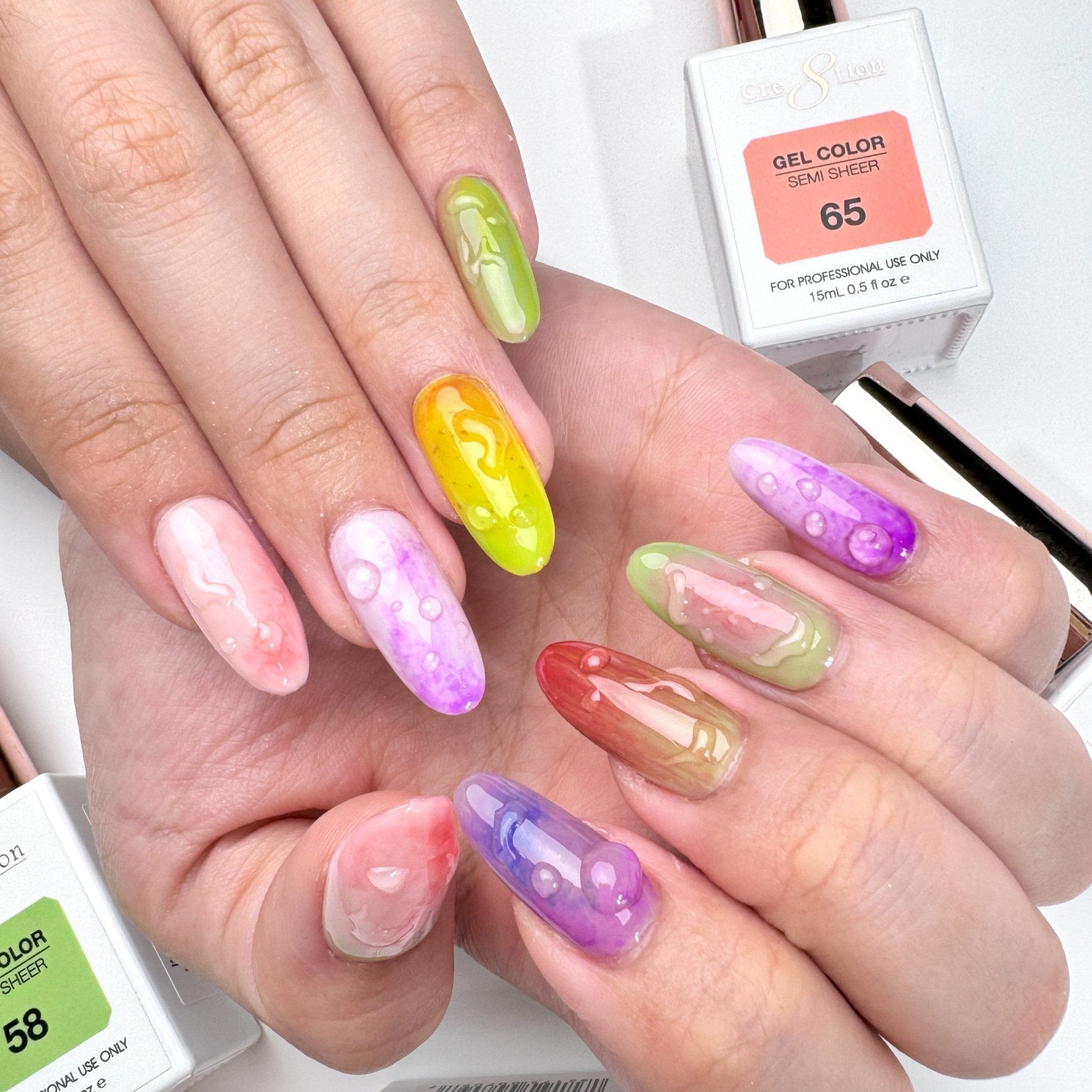 Cre8tion Hema Free Semi-Sheer Collection 0.5oz - Full Set 72 Colors w/ 1 Color Book & 1 Counter Color Chart