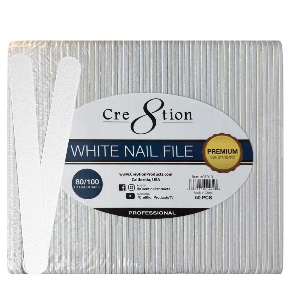 Cre8tion - Regular Nail File 50pcs (White/ Zebra)
