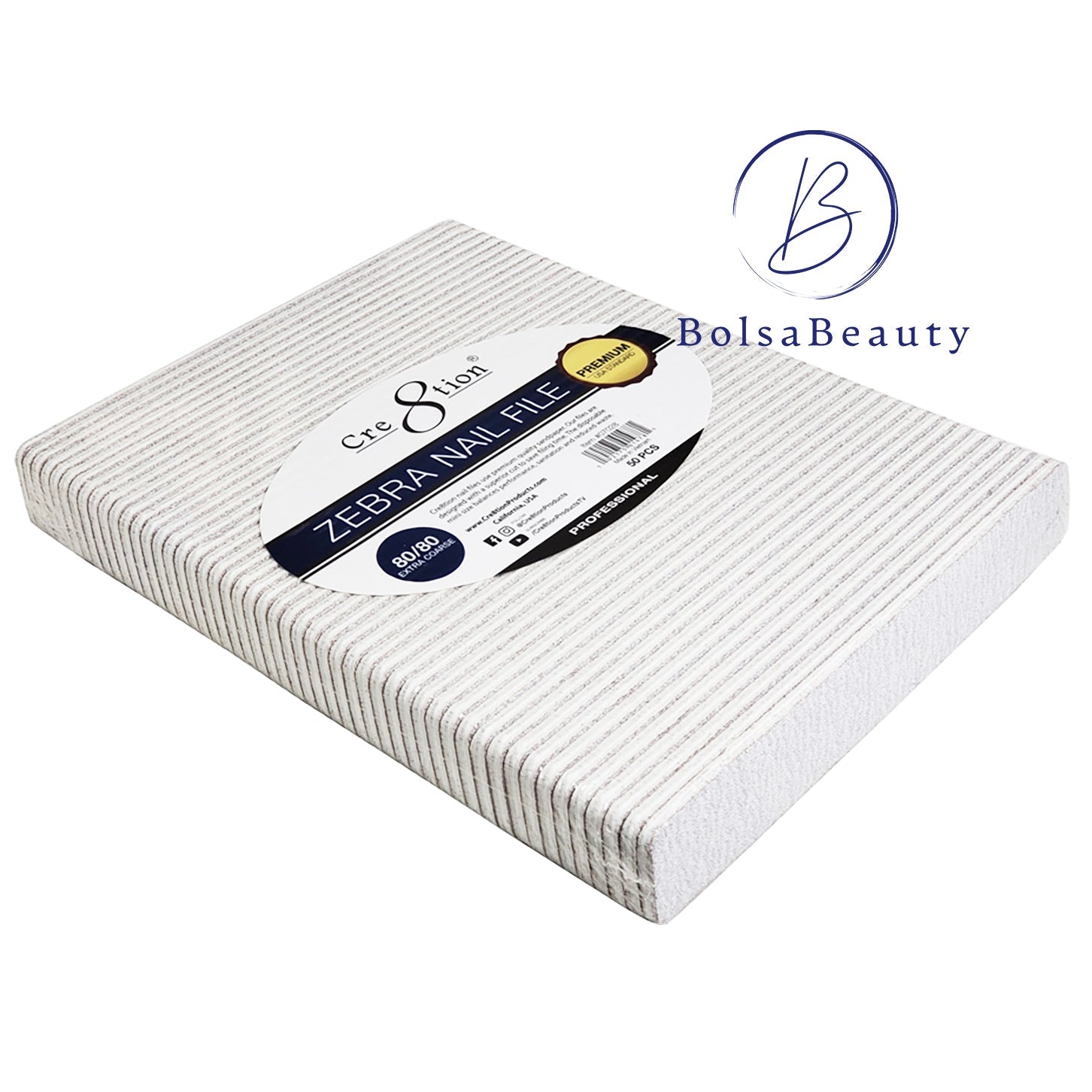 Cre8tion - Jumbo Nail File 50pcs (White/ Zebra)