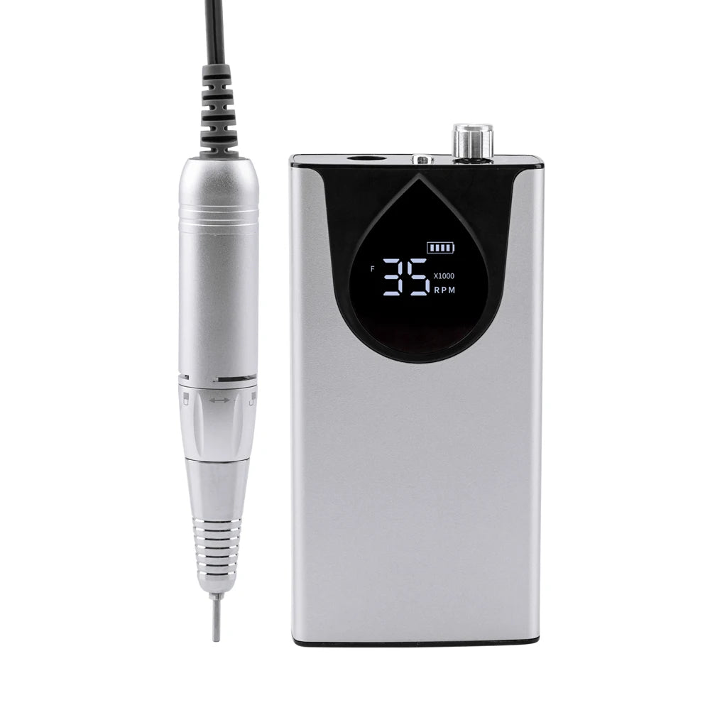 Professional Electric Manicure Nail Drill Machine 35000 RPM Portable Rechargeable Cordless Efile Aluminum Alloy for Salon Use