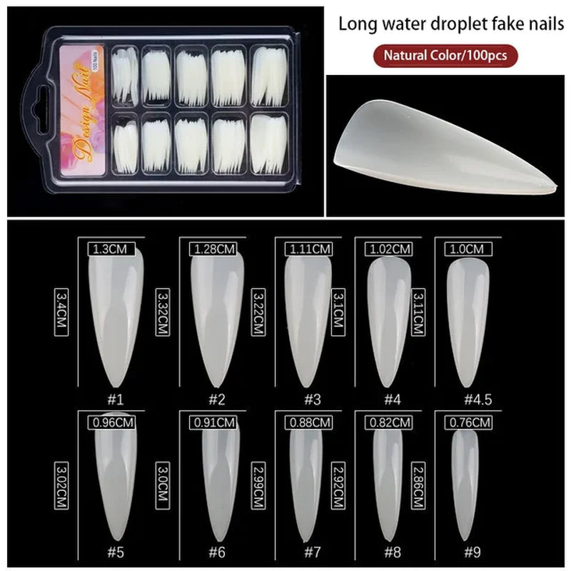 Clear Transparent Seamless Fake Nails Full Coverage False Nails Tips Short T-Shaped 100Pcs/Box 