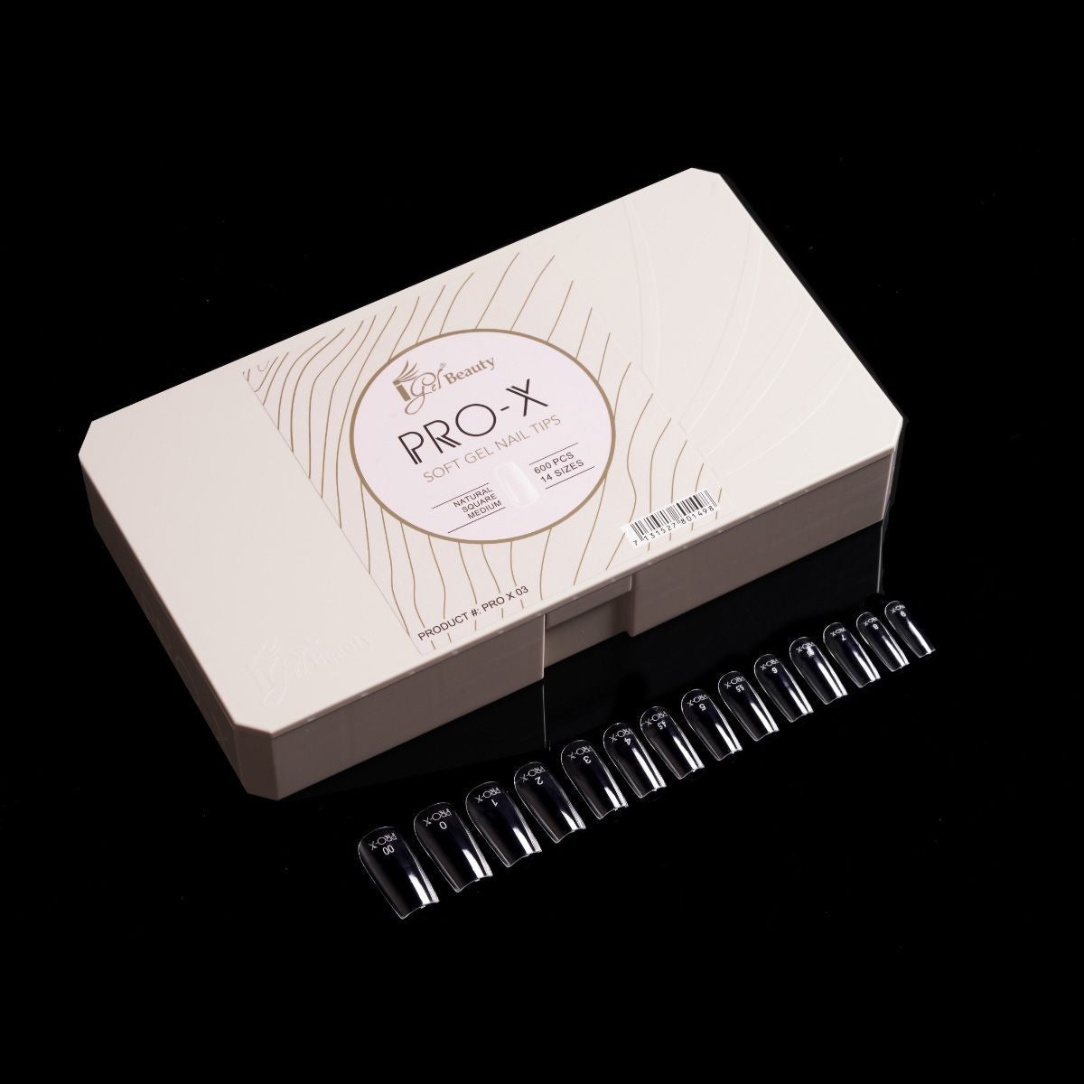 iGel PRO-X Soft Gel Nail Tips 03 - Natural Square Medium (600 pcs)