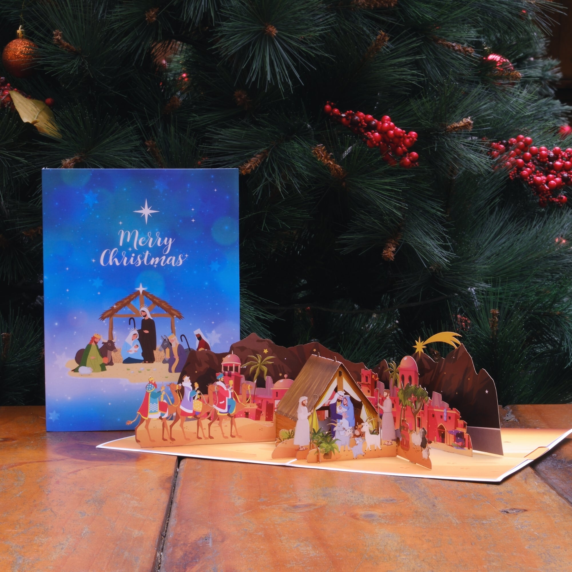 Pop Up Greeting Card Merry Christmas Jesus Christ's birth Holy Night Nativity Scene Decoration Christmas Gift Idea Holiday Card For Family