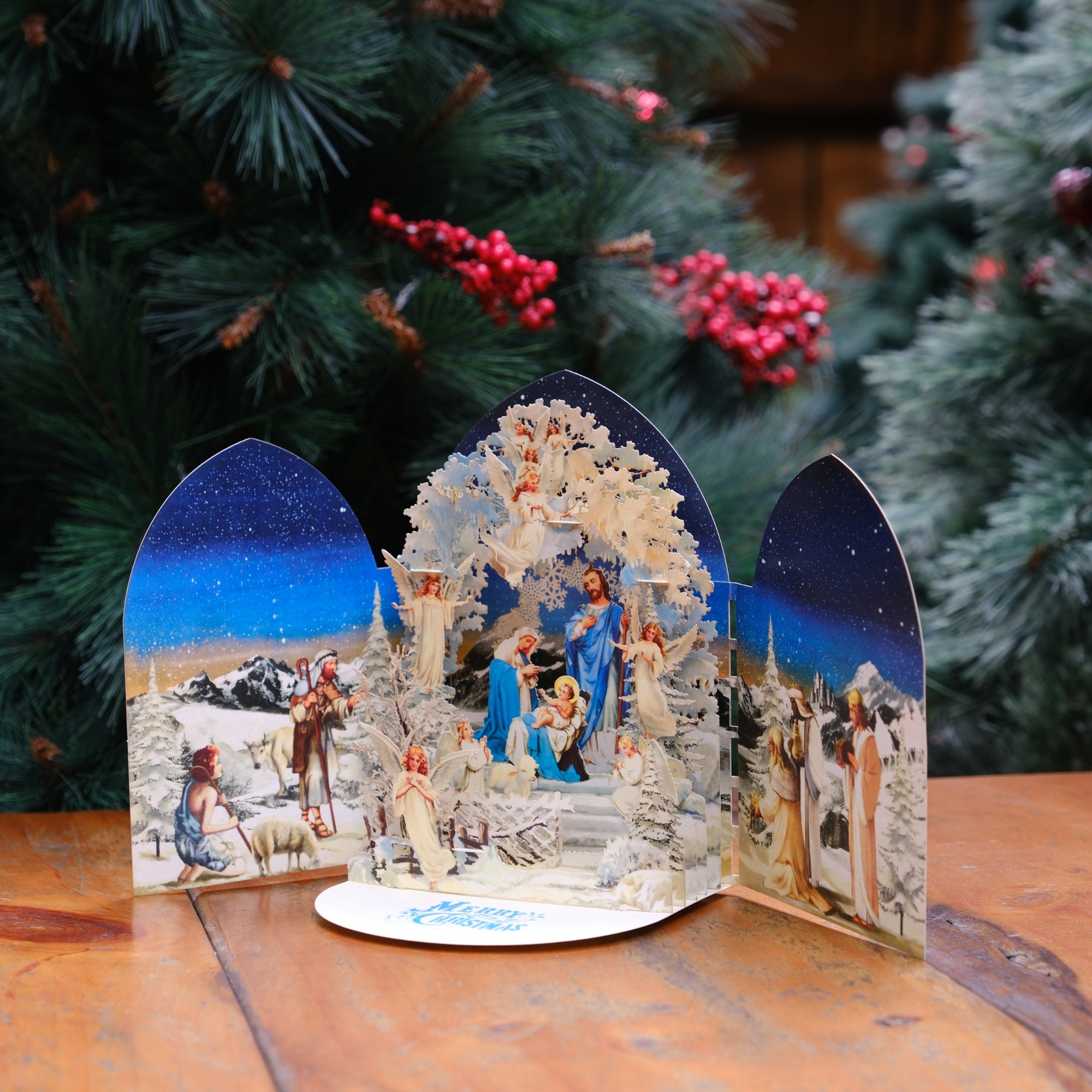 Pop Up Greeting Card Merry Christmas Amazing Tri Fold 3D Religious Christmas Nativity Scene Christmas Decoration Gift Jesus Christ Birth