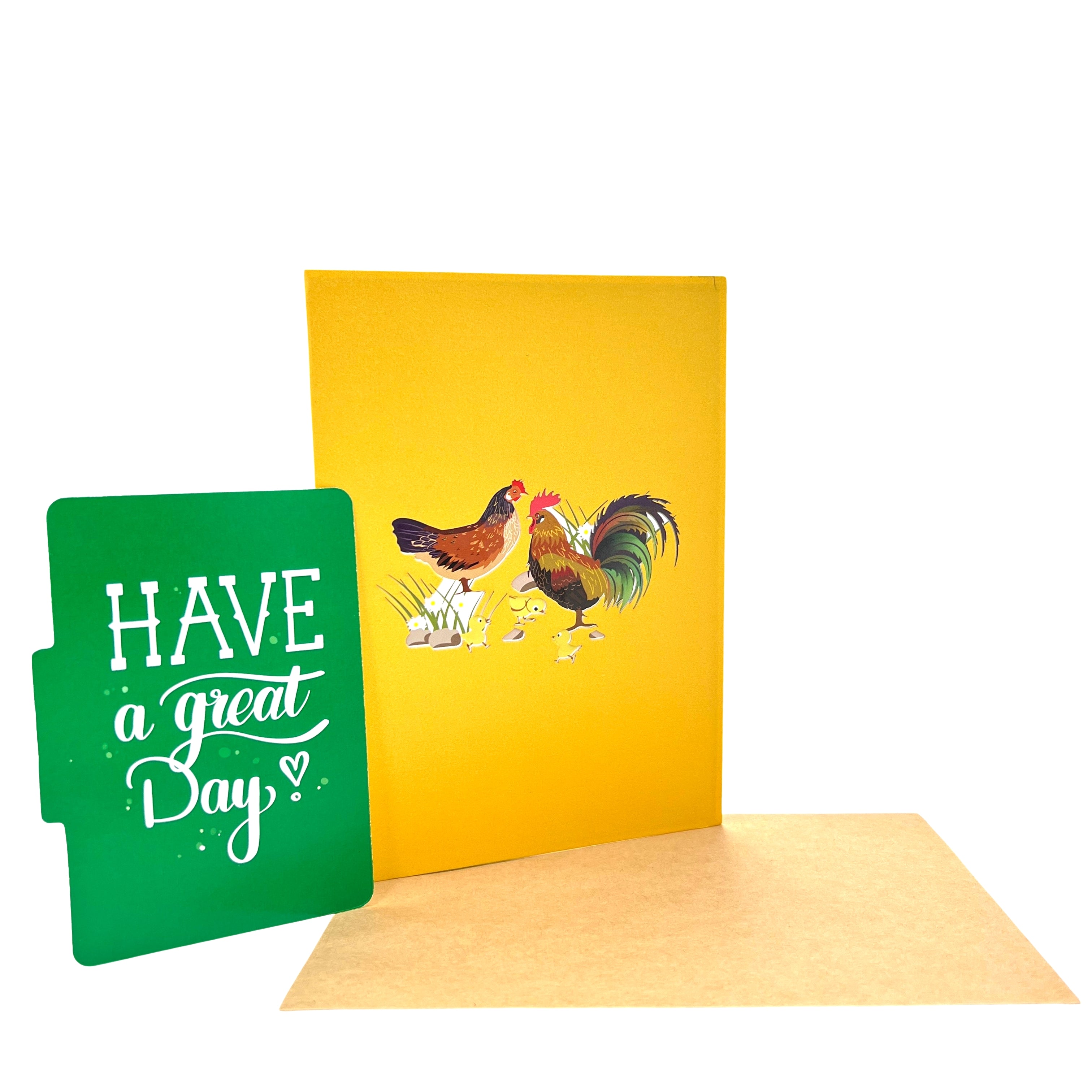 Pop Up Greeting Card Adorable Chicken Family Card, Thanksgiving Animal Love Gift Thank You Birthday Gift Idea for Dad Mom Family and Friend