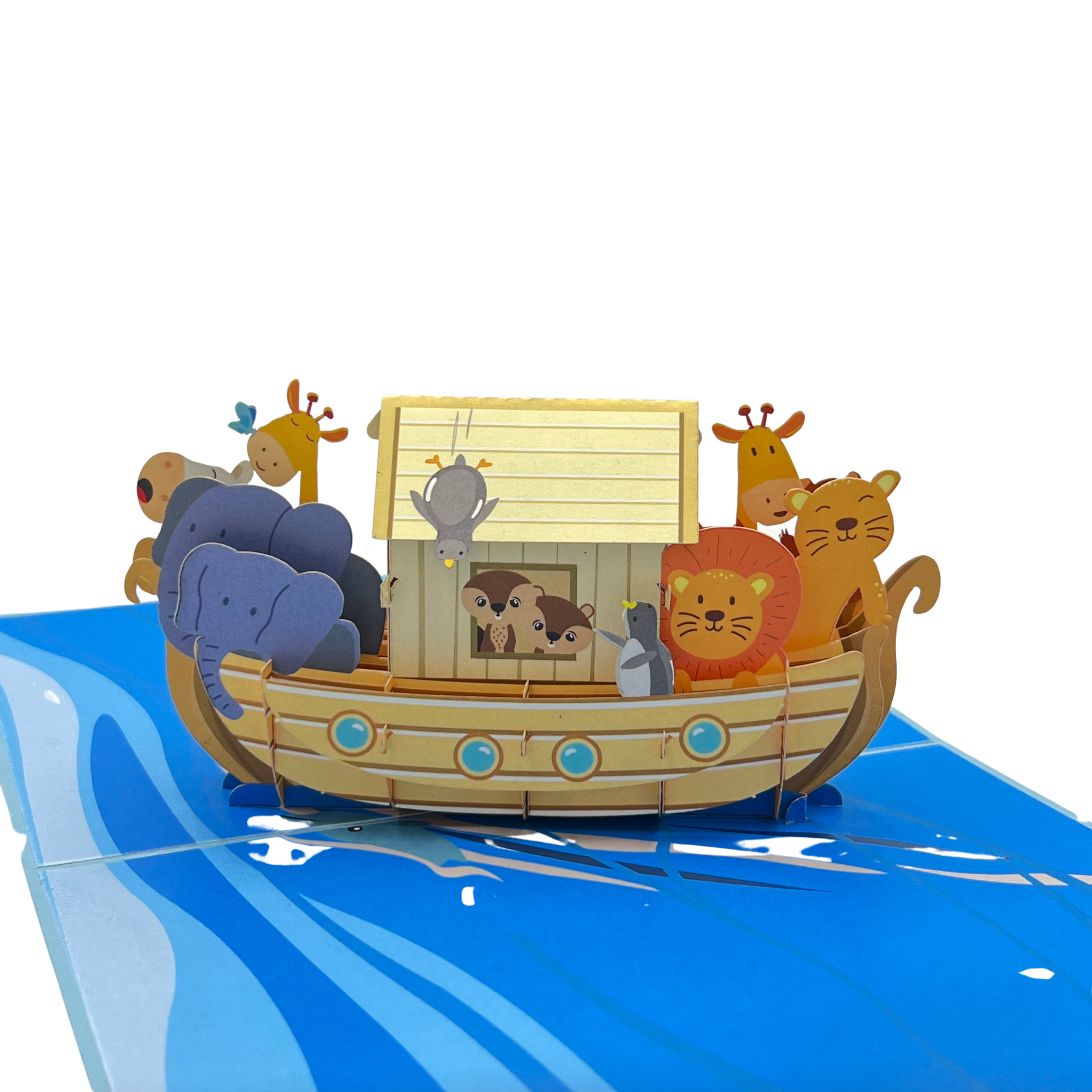 Pop Up Greeting Card Cartoon Animals Boat Adventure Journey Card, Kid Card, Thank you Card, Birthday Card, Family Card, Gift for Children