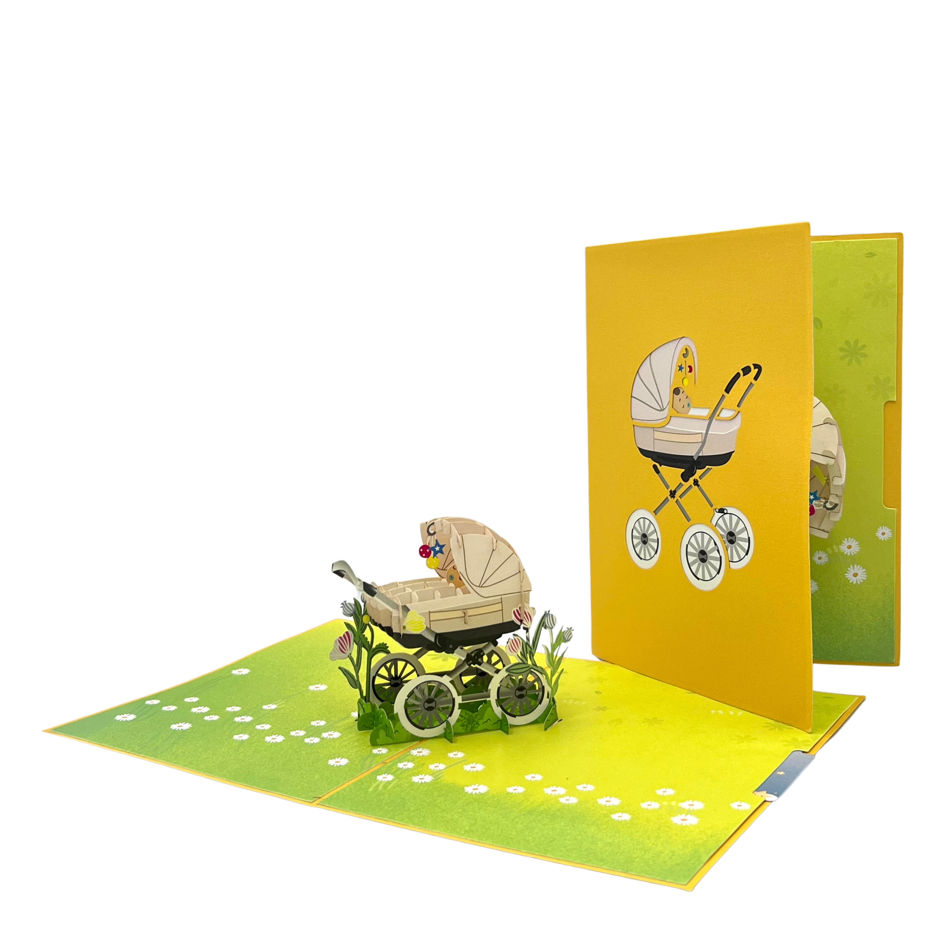 Pop Up Greeting Card 3D Pop Up Baby Sleep in Baby Stroller