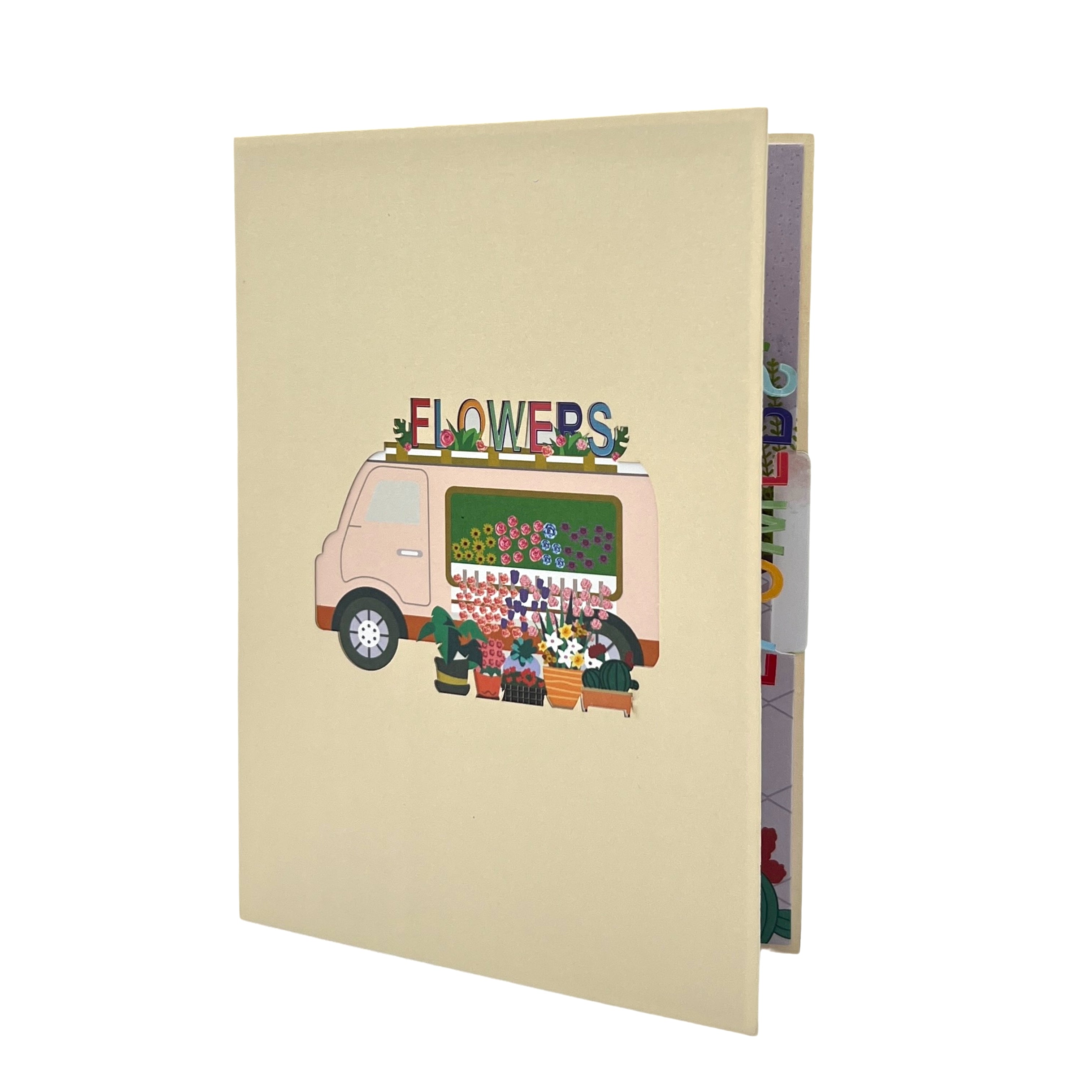 Pop Up Greeting Card Blooming Flower Van Adventure Flower Vehicle Card Floral card Nature Lover Card Nature Card Classic Spring Vehicle Card