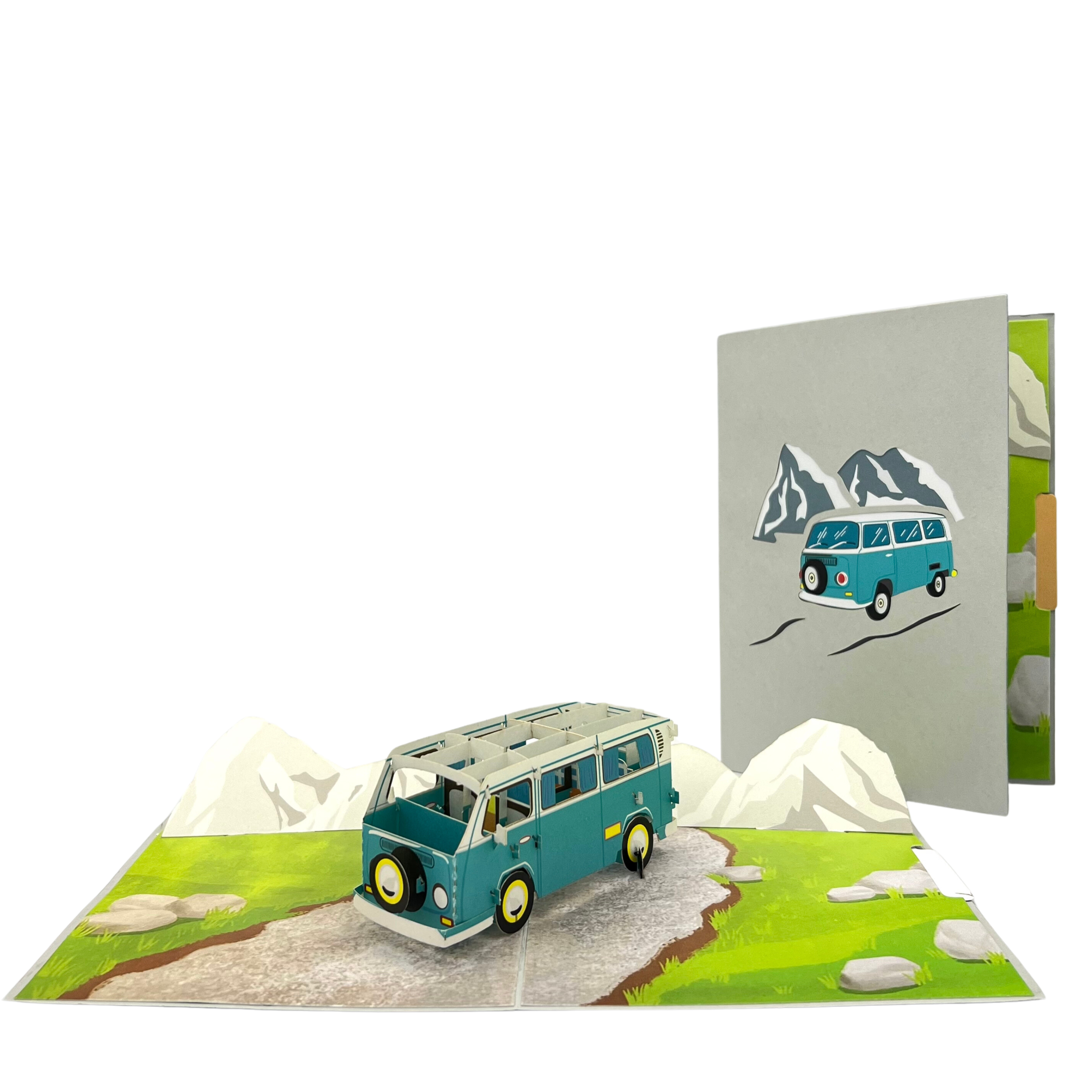 Pop Up Greeting Card Camper Van Nature Outdoor Card, Gift for Dad, Fathers Day Card, Adventure Card, Road Trip Card, Classic Vehicle card