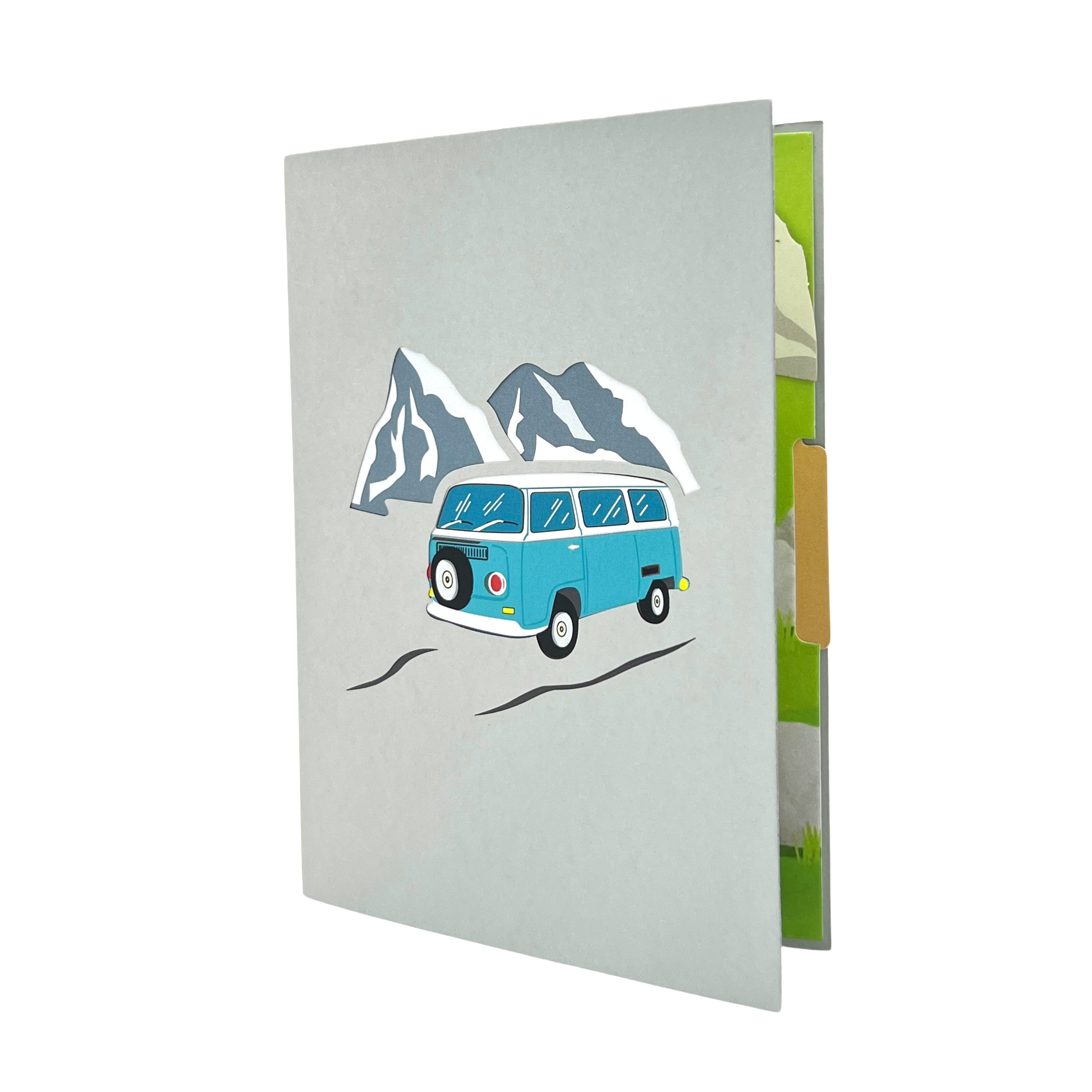 Pop Up Greeting Card Camper Van Nature Outdoor Card, Gift for Dad, Fathers Day Card, Adventure Card, Road Trip Card, Classic Vehicle card