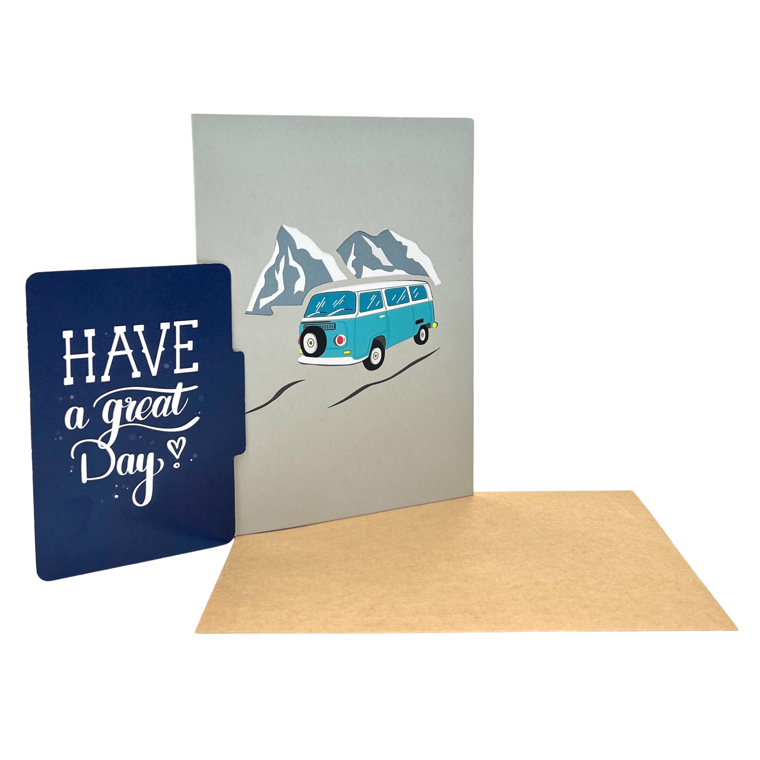 Pop Up Greeting Card Camper Van Nature Outdoor Card, Gift for Dad, Fathers Day Card, Adventure Card, Road Trip Card, Classic Vehicle card