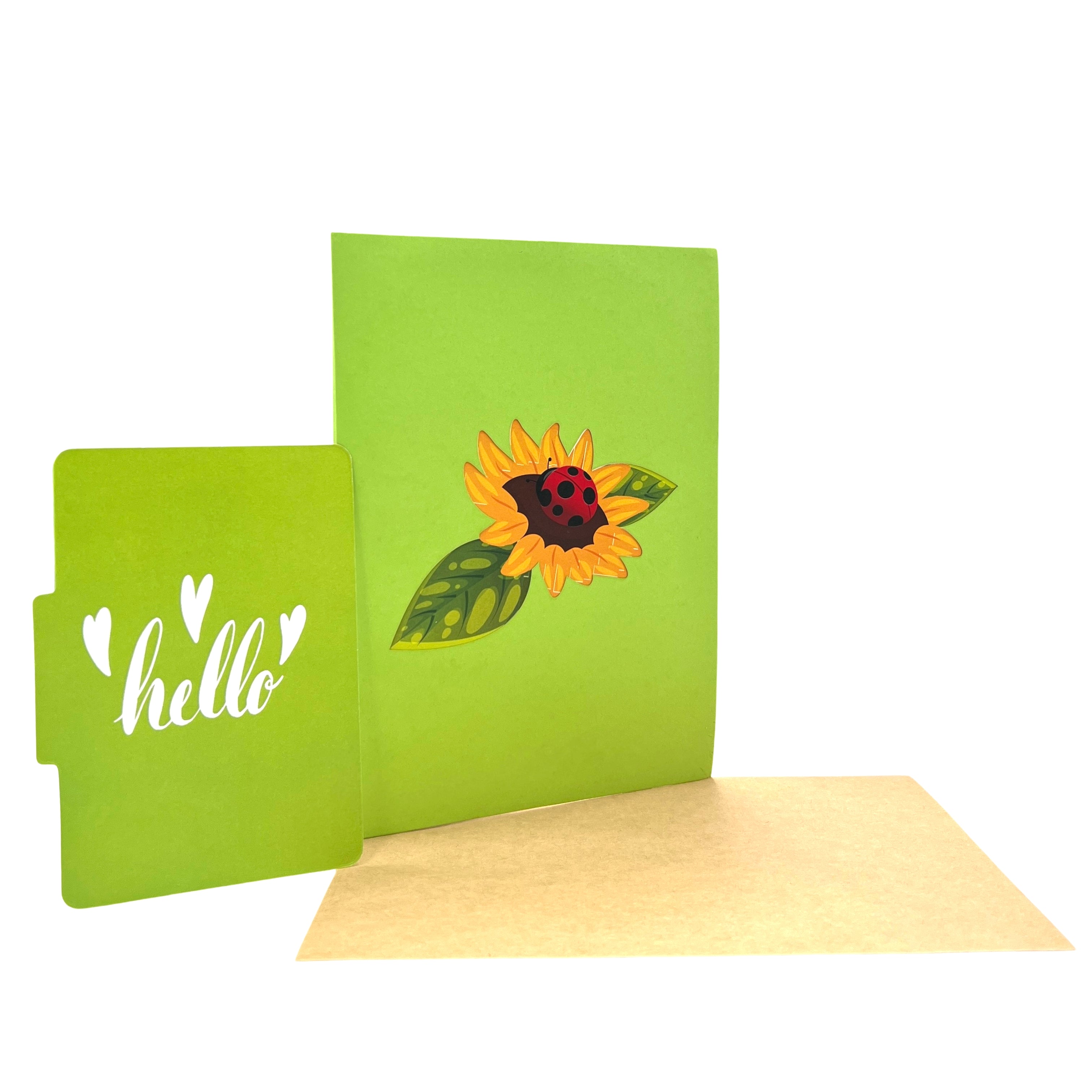 Pop Up Greeting Card a Ladybug on SunFlower Card, Flower Nature Animal Lover Card Thank You Birthday Gift for Kid Mom Dad Family Friend