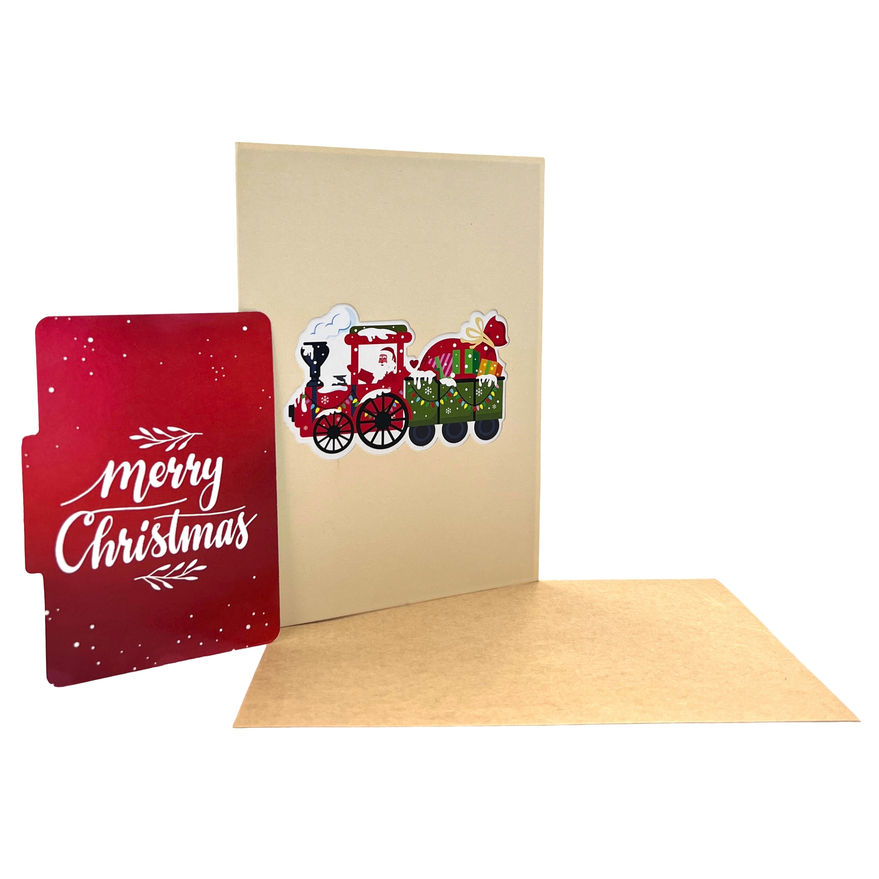 Pop Up Greeting Card Santa Train Card Christmas Gift Pop-Up Santa's Gift Train Card Holiday Card Christmas Gift Santa Train Christmas Winter