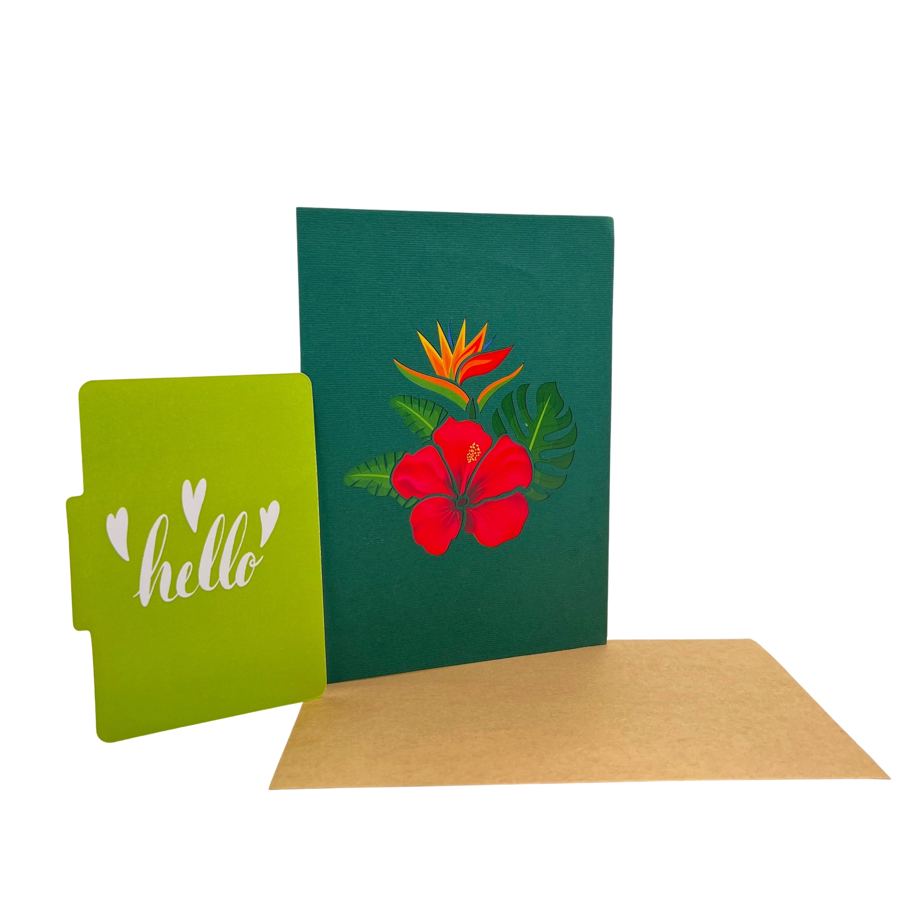 Pop Up Greeting Card Blooming Red Tropical Flower Card Flower Nature Lover Thank You Birthday Card for Kid Dad Mom Family Friend Gift Idea