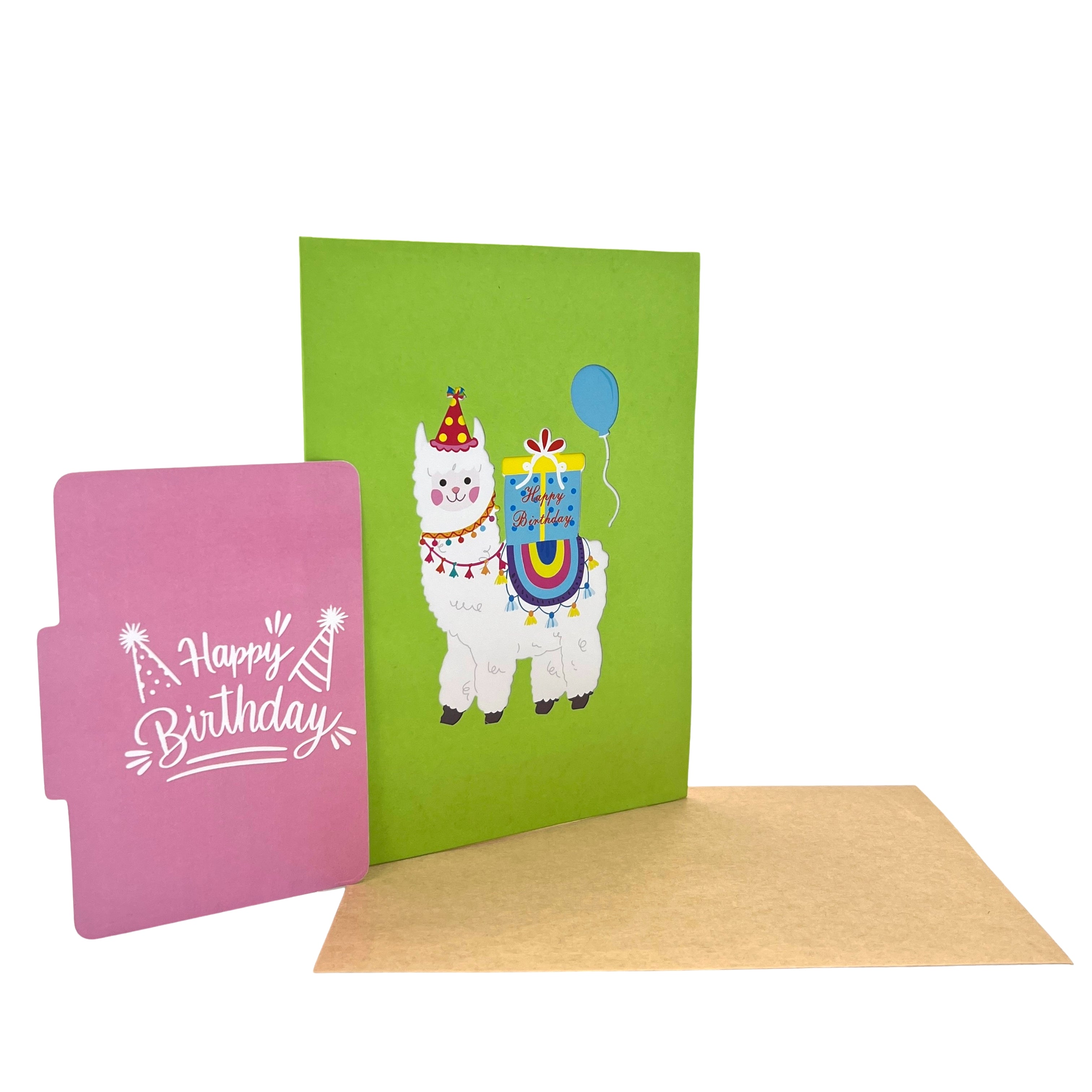 Pop Up Greeting Card White Alpaca Happy Birthday Card Animal Alpaca Nature Card, Thank you Birthday Card for Kid Children Family Friend
