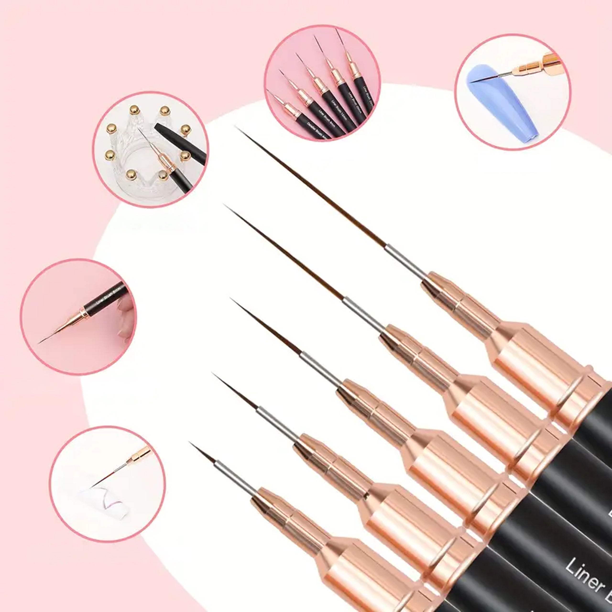 Nail Art Liner Brush Ultra Thin (Set 5pcs)