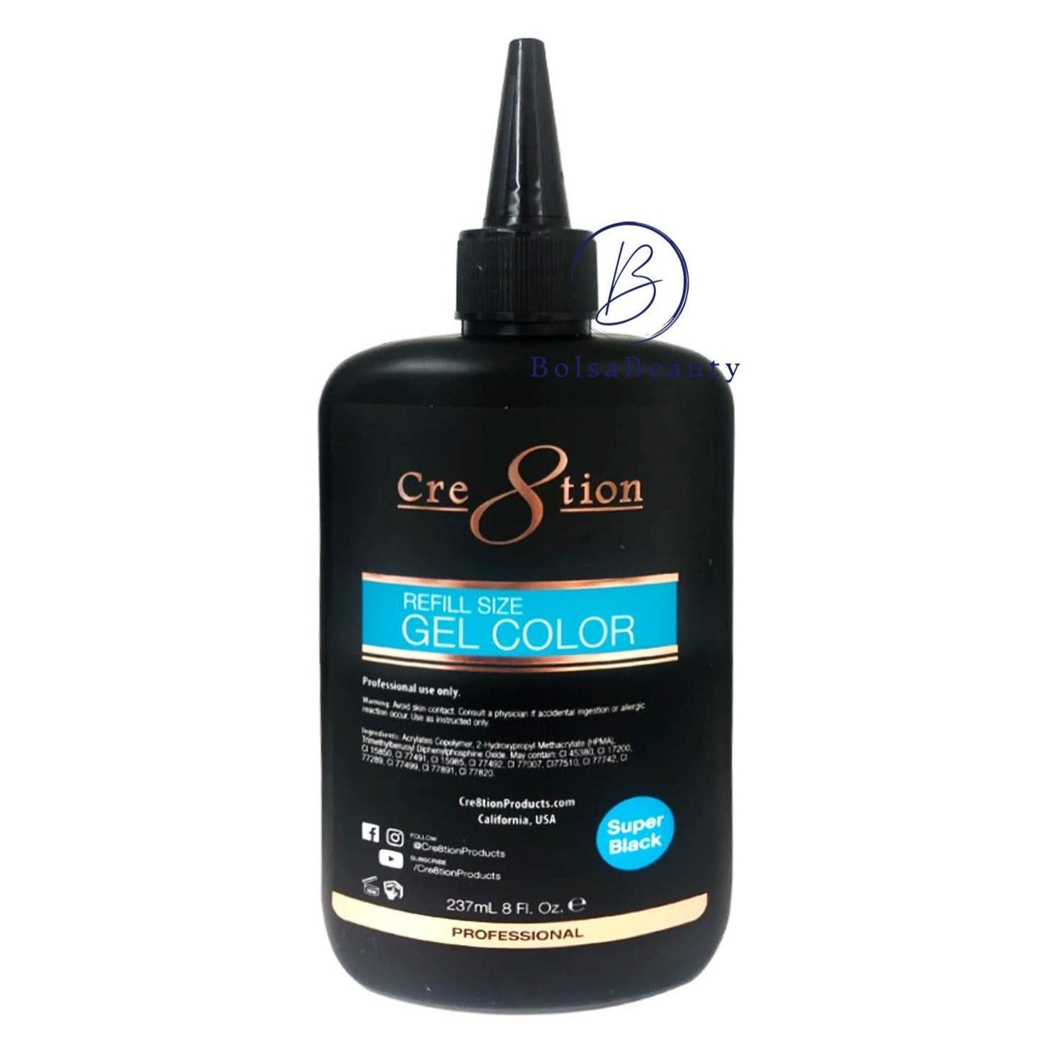 Cre8tion - Gel Super White, Super Black Refill (8oz)