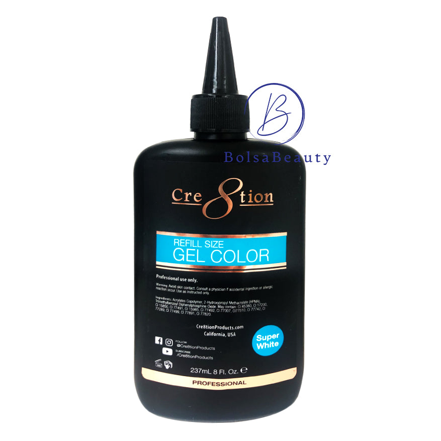 Cre8tion - Gel Color Refill: Base, White, Black, Pink, Chance... (8oz)