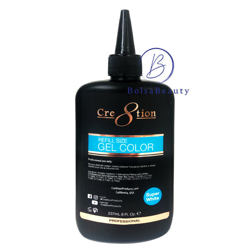 Cre8tion - Gel Super White, Super Black Refill (8oz)