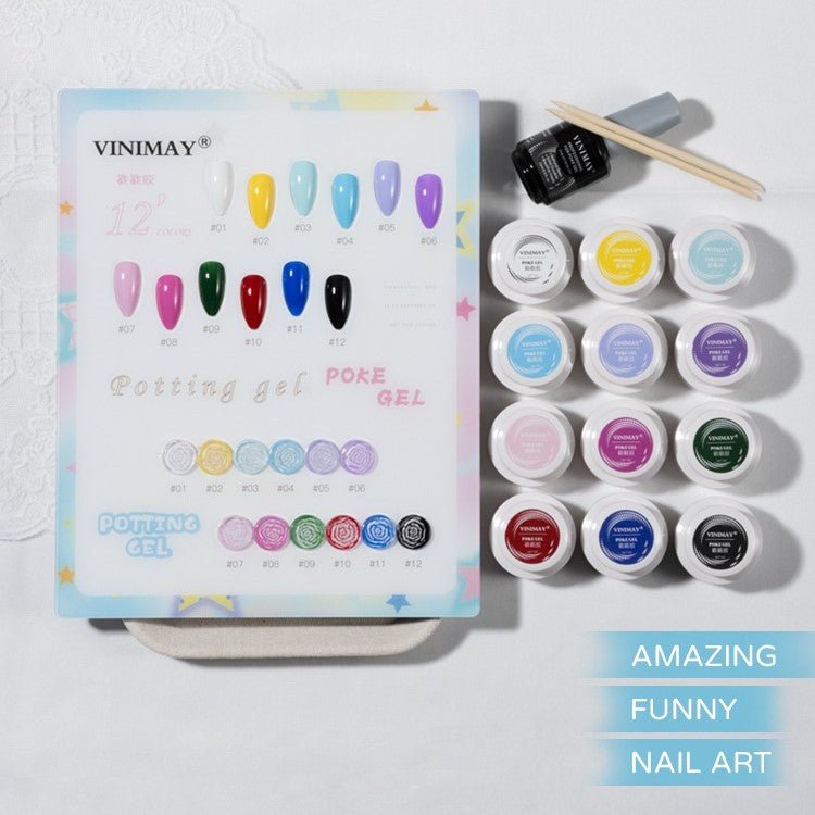 Vinimay Poke Sculpting Gel - Full Set 12 Colors w/ 1 Counter Display