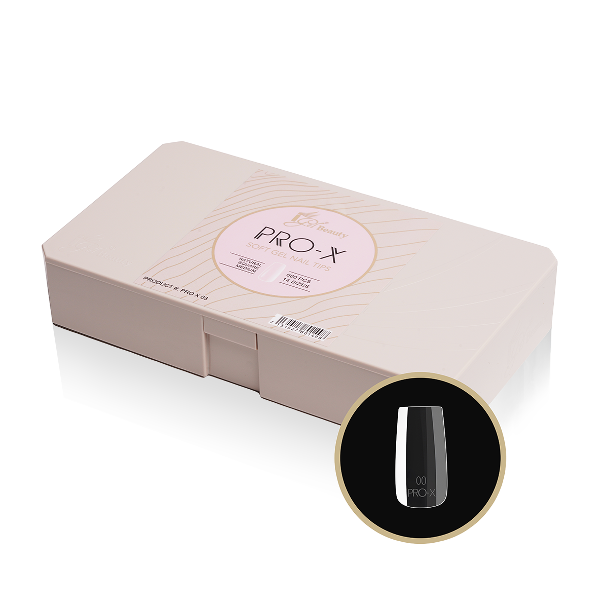 iGel PRO-X Soft Gel Nail Tips 03 - Natural Square Medium (600 pcs)